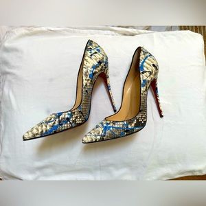 Christian Louboutin python paint splattered heels